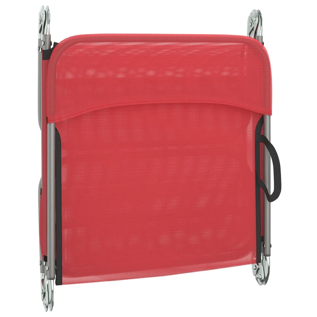 Ligbedden 2 st inklapbaar textileen en staal rood