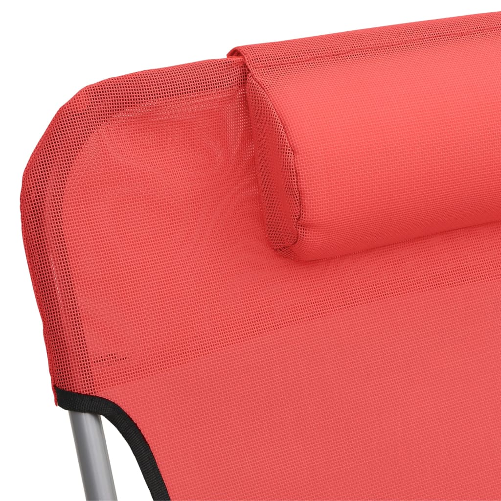 Ligbedden 2 st inklapbaar textileen en staal rood