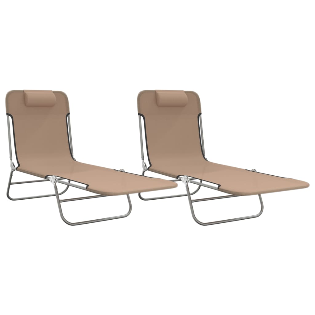 Ligbedden 2 st inklapbaar textileen en staal taupe