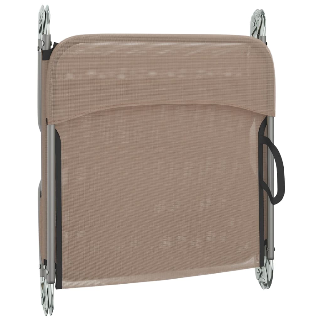 Ligbedden 2 st inklapbaar textileen en staal taupe