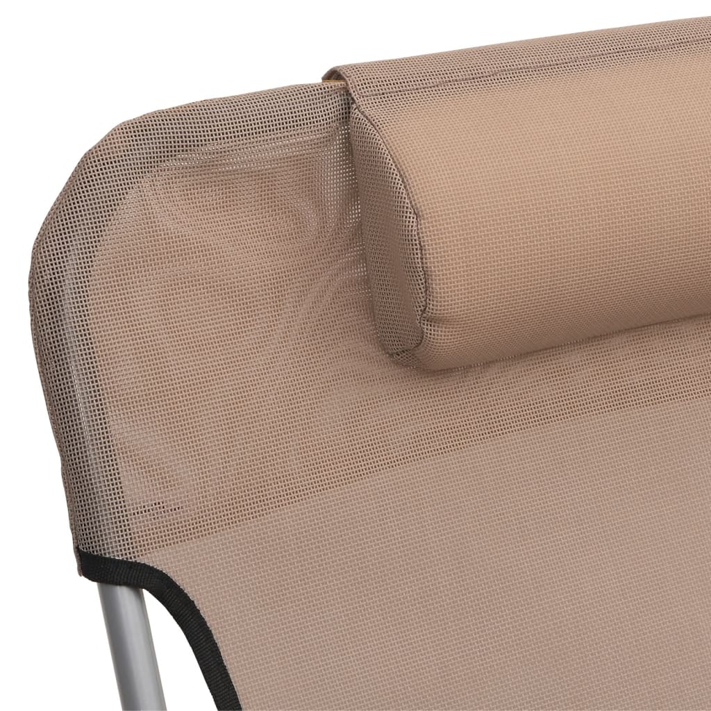 Ligbedden 2 st inklapbaar textileen en staal taupe