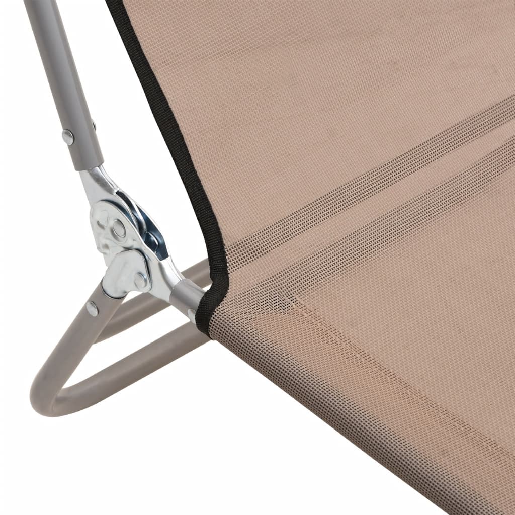 Ligbedden 2 st inklapbaar textileen en staal taupe
