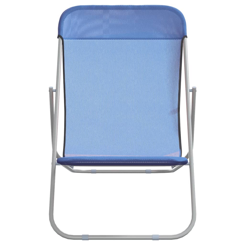 Strandstoelen 2 st textileen en gepoedercoat staal blauw