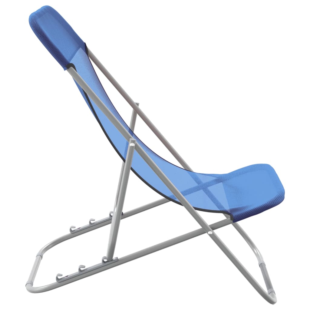 Strandstoelen 2 st textileen en gepoedercoat staal blauw