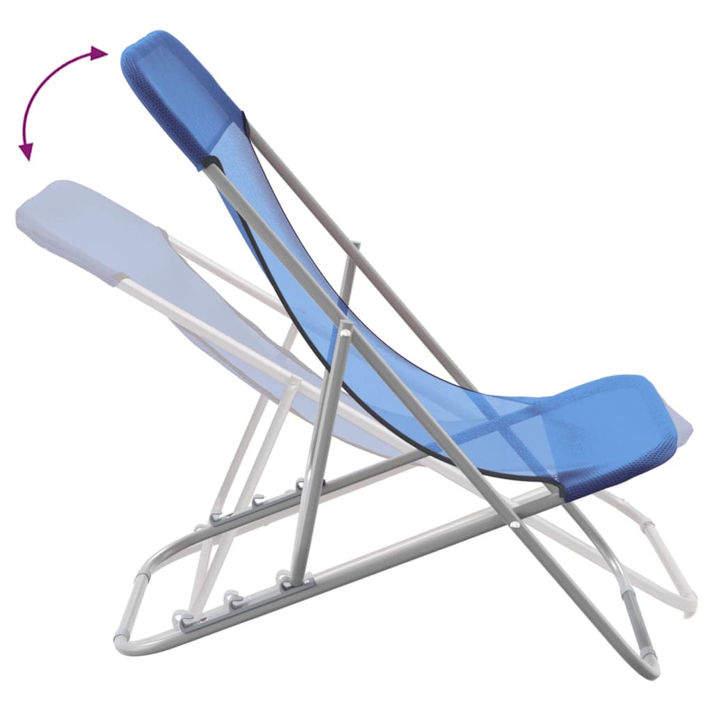 Strandstoelen 2 st textileen en gepoedercoat staal blauw