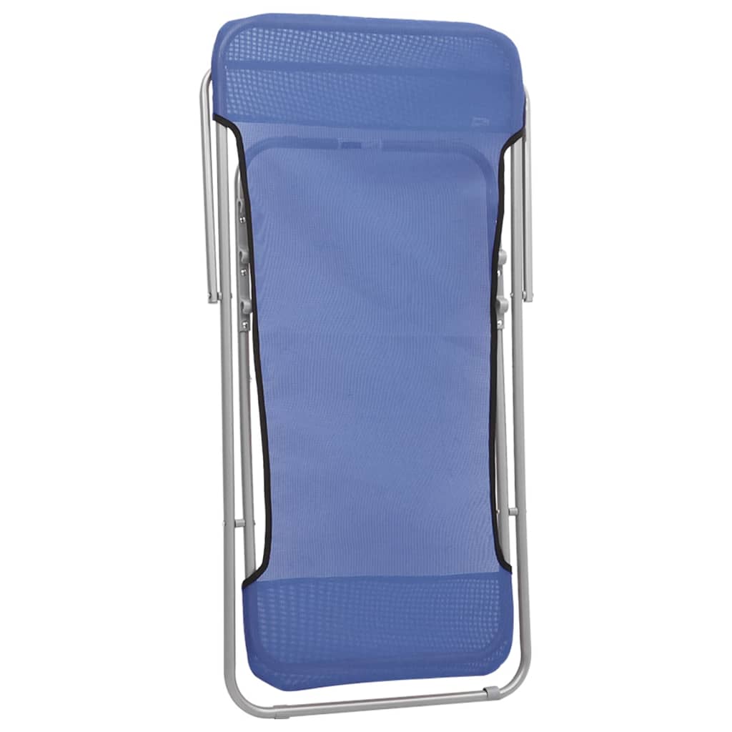 Strandstoelen 2 st textileen en gepoedercoat staal blauw