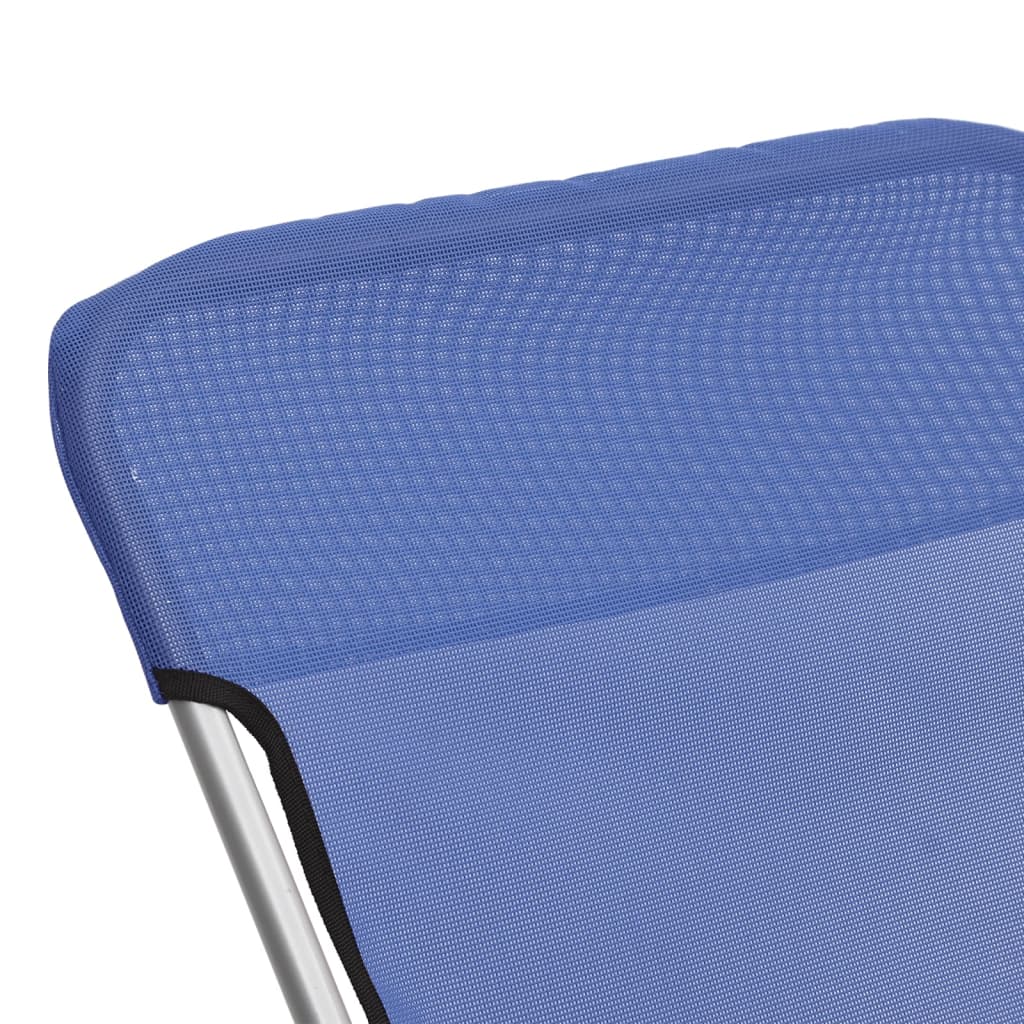 Strandstoelen 2 st textileen en gepoedercoat staal blauw