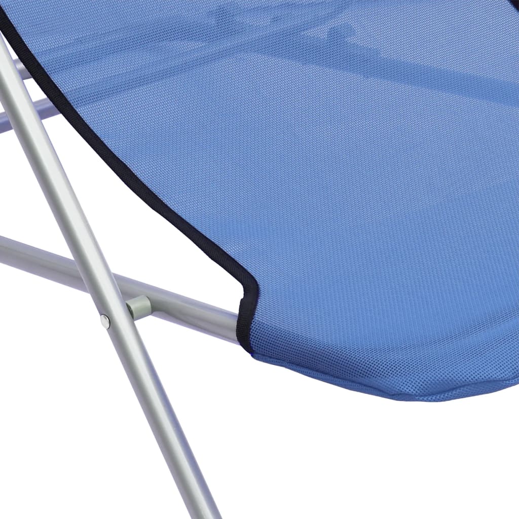 Strandstoelen 2 st textileen en gepoedercoat staal blauw