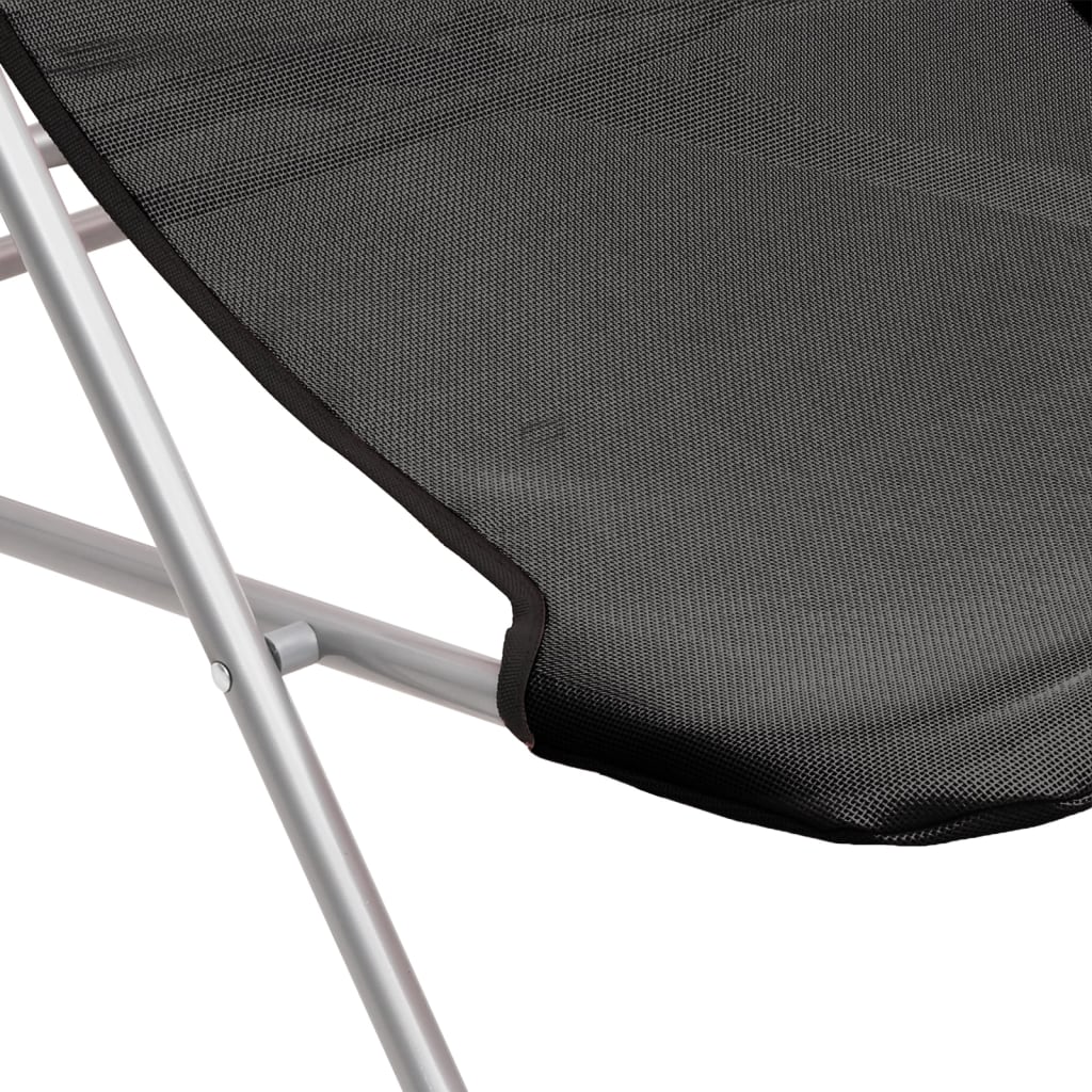 Strandstoelen 2 st textileen en gepoedercoat staal zwart