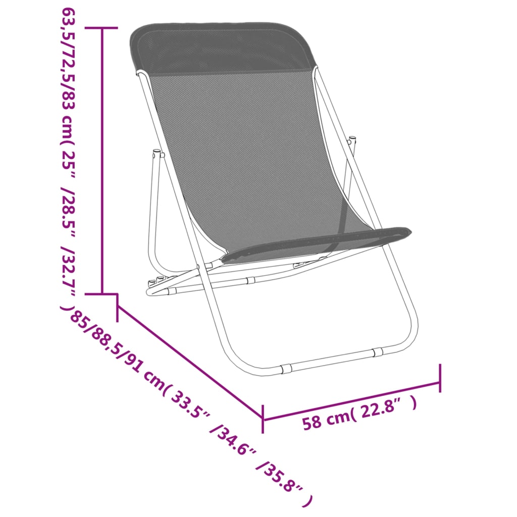 Strandstoelen 2 st textileen en gepoedercoat staal rood