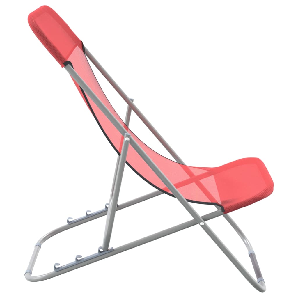 Strandstoelen 2 st textileen en gepoedercoat staal rood