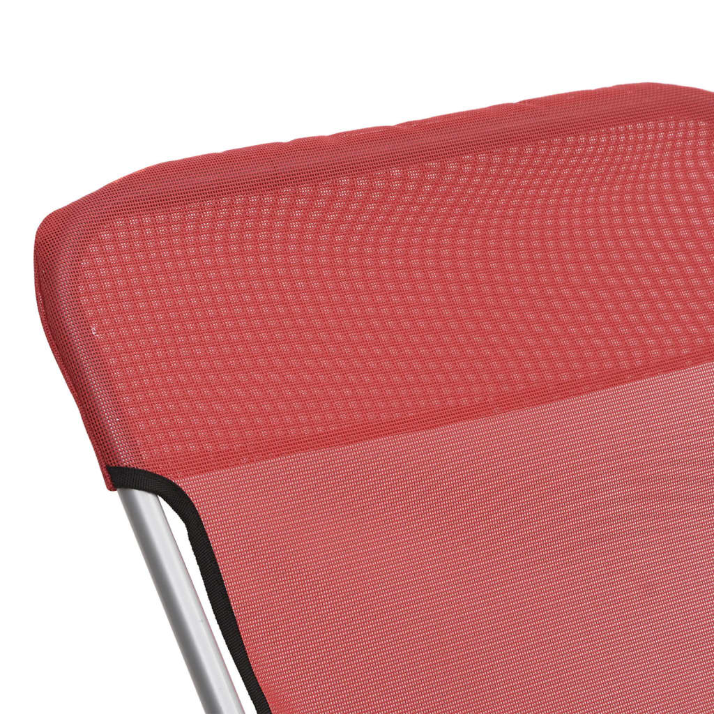 Strandstoelen 2 st textileen en gepoedercoat staal rood