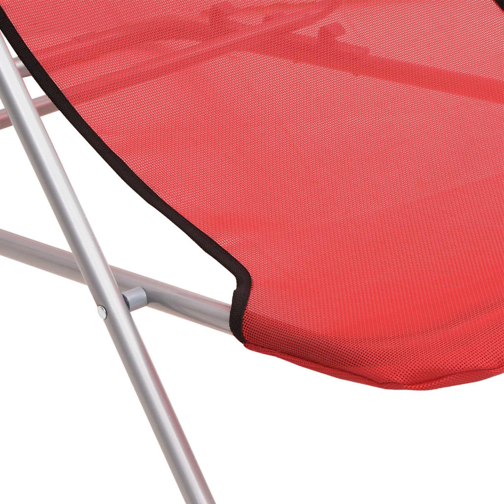 Strandstoelen 2 st textileen en gepoedercoat staal rood