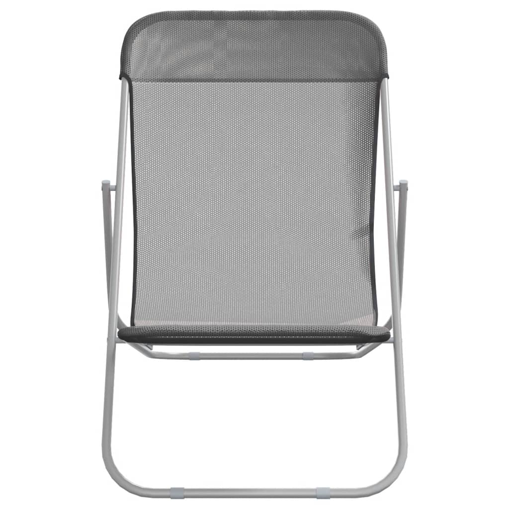 Strandstoelen 2 st textileen en gepoedercoat staal grijs