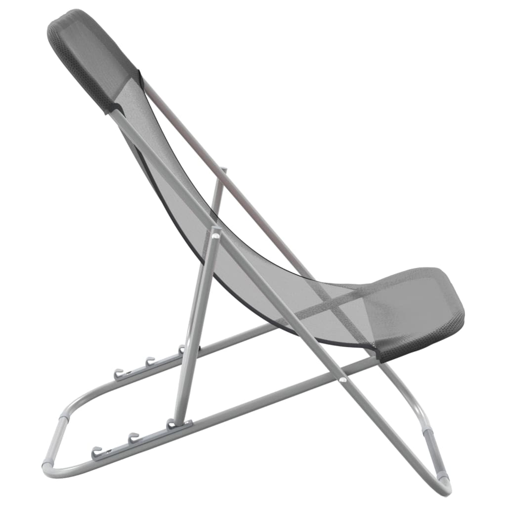 Strandstoelen 2 st textileen en gepoedercoat staal grijs