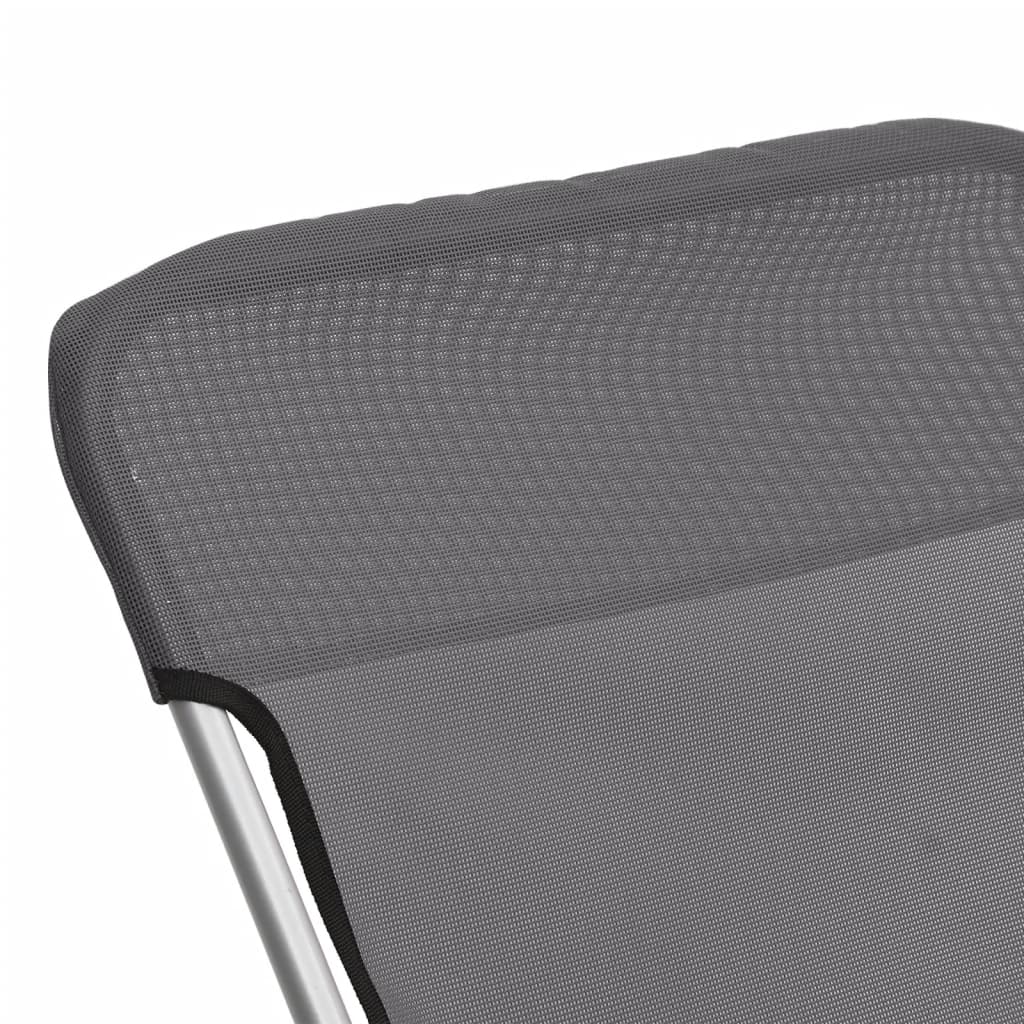 Strandstoelen 2 st textileen en gepoedercoat staal grijs