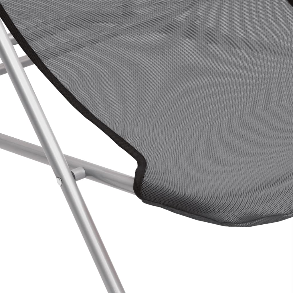 Strandstoelen 2 st textileen en gepoedercoat staal grijs