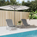 Strandstoelen 2 st textileen en gepoedercoat staal grijs