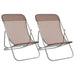 Strandstoelen 2 st textileen en gepoedercoat staal bruin