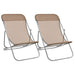 Strandstoelen 2 st textileen en gepoedercoat staal taupe