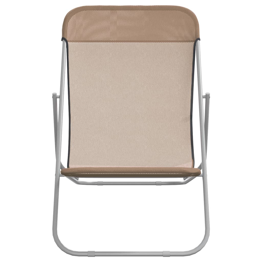Strandstoelen 2 st textileen en gepoedercoat staal taupe