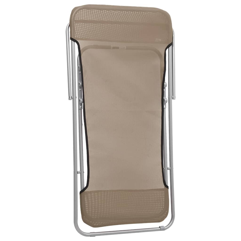 Strandstoelen 2 st textileen en gepoedercoat staal taupe