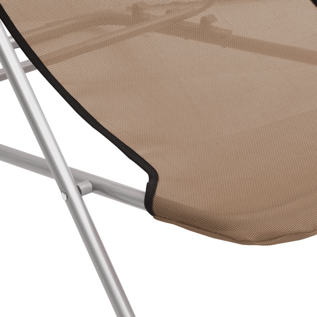 Strandstoelen 2 st textileen en gepoedercoat staal taupe