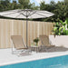 Strandstoelen 2 st textileen en gepoedercoat staal taupe