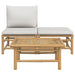 3-Delige Loungeset Met Kussens Bamboe Lichtgrijs 1 midden + voetensteun + Tafel