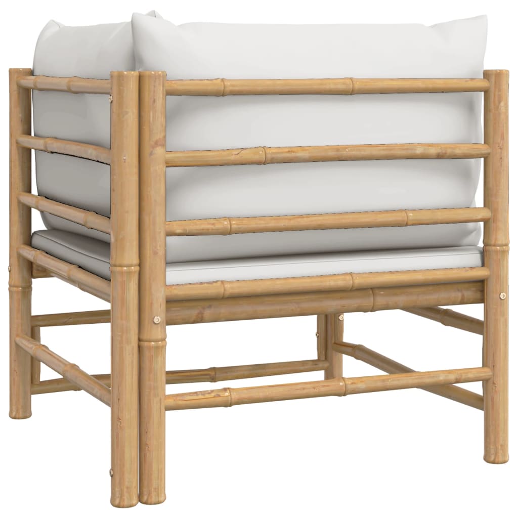 Tuinhoekbank Met Lichtgrijze Kussens Bamboe 1 Lichtgrijs