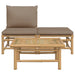3-Delige Loungeset Met Kussens Bamboe Taupe 1 midden + voetensteun + Tafel