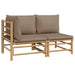 2-Delige Loungeset Met Kussens Bamboe Taupe 1 hoek + midden