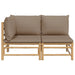 2-Delige Loungeset Met Kussens Bamboe Taupe 1 hoek + midden