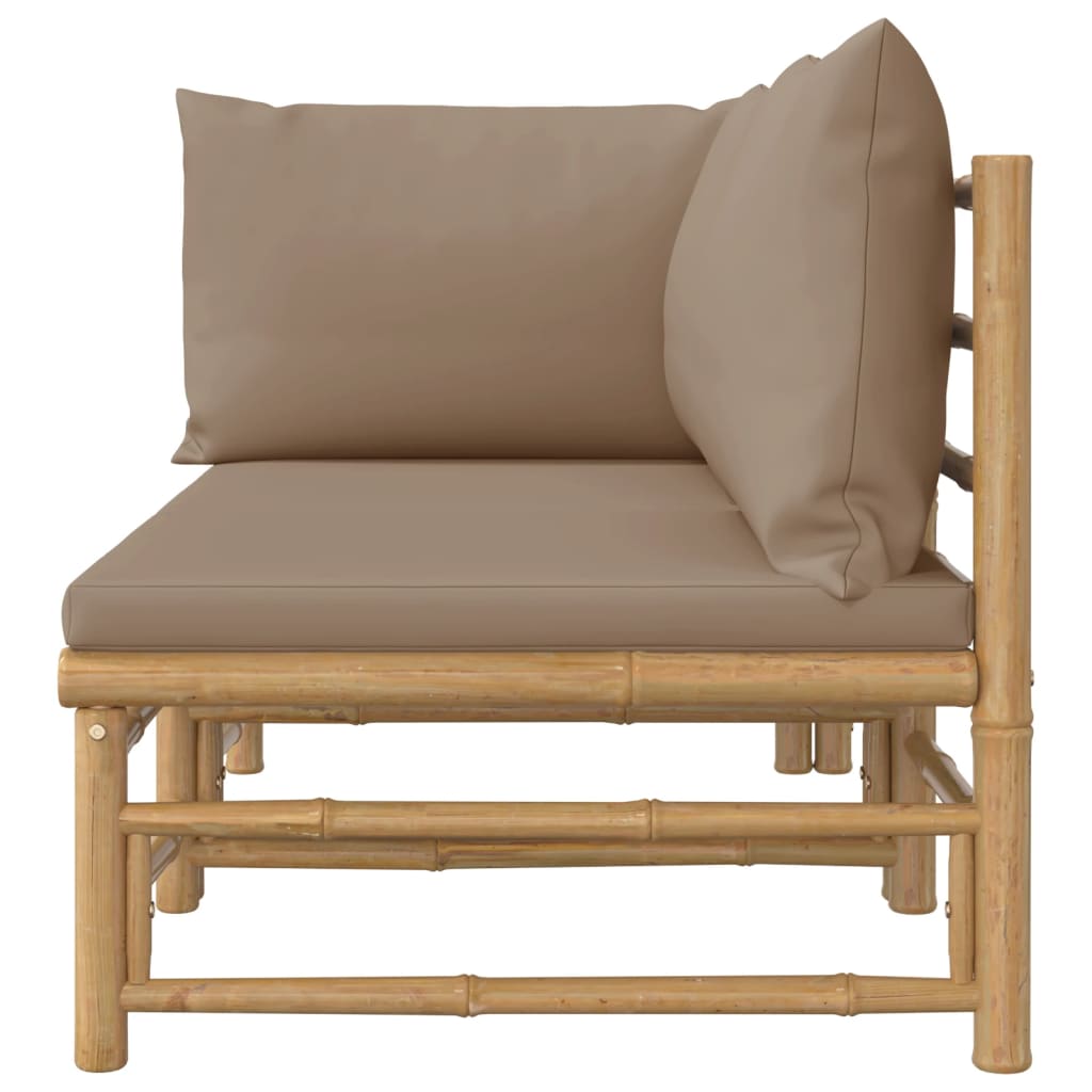 2-Delige Loungeset Met Kussens Bamboe Taupe 1 hoek + midden