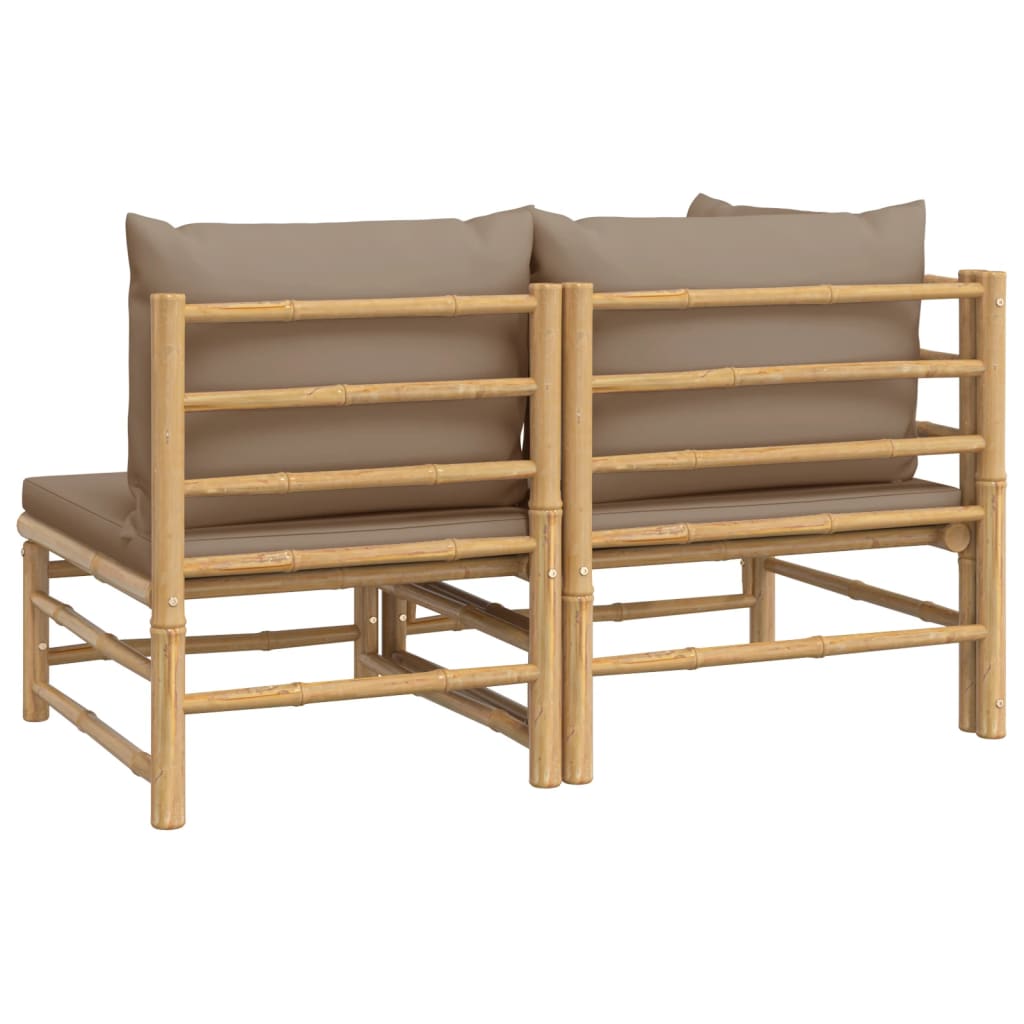 2-Delige Loungeset Met Kussens Bamboe Taupe 1 hoek + midden