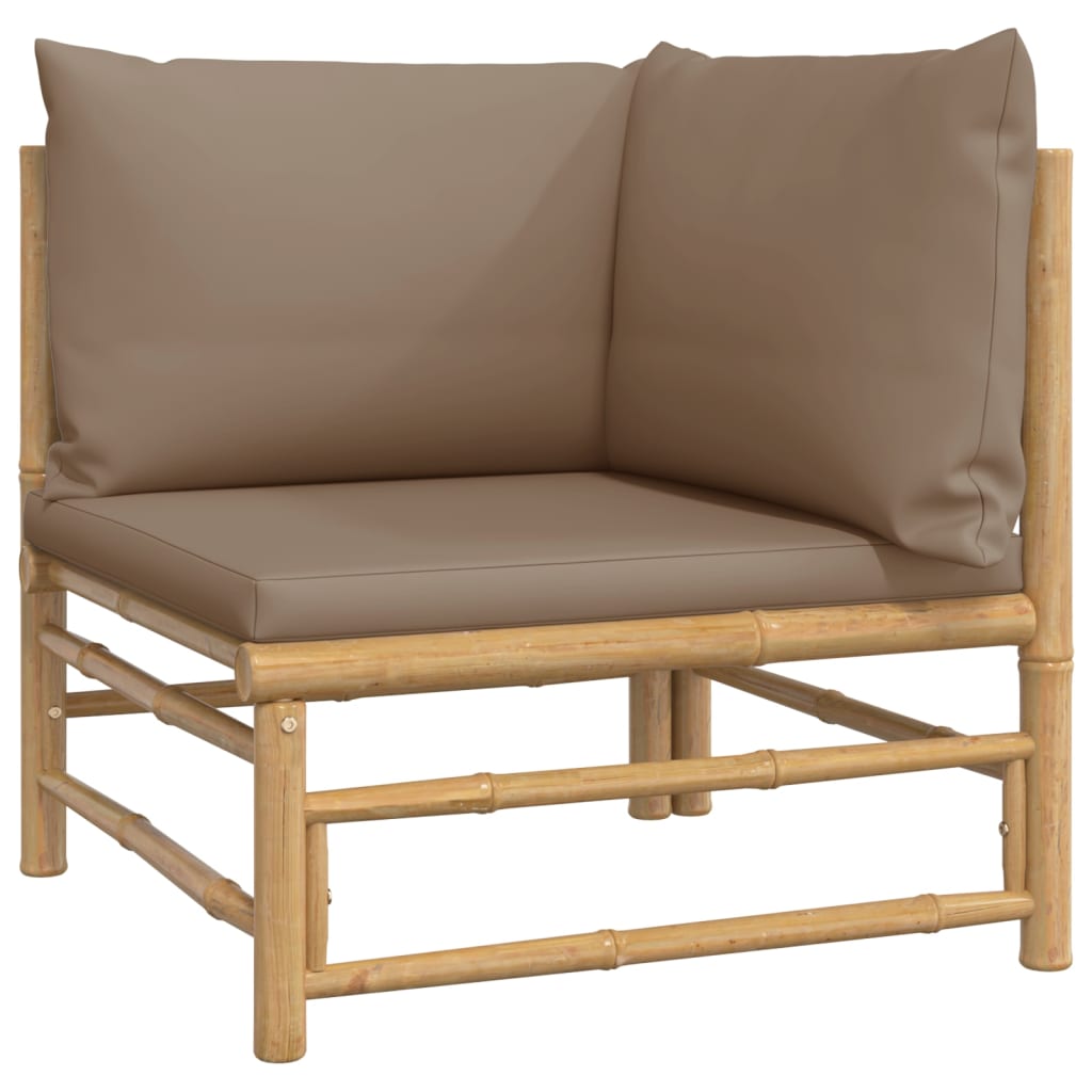 2-Delige Loungeset Met Kussens Bamboe Taupe 1 hoek + midden
