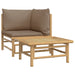 2-Delige Loungeset Met Kussens Bamboe Taupe 1 hoek + Tafel