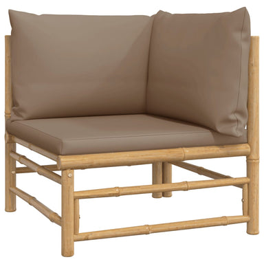 Tuinhoekbank Met Kussens Bamboe Taupe 1