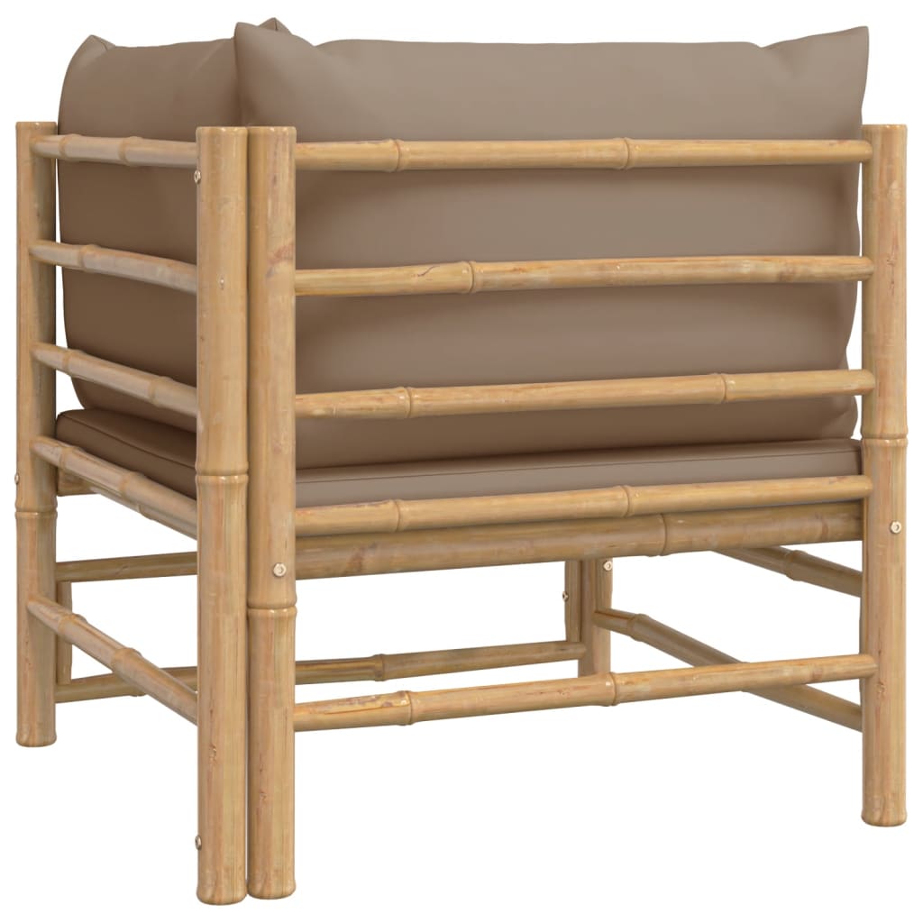 Tuinhoekbank Met Kussens Bamboe Taupe 1