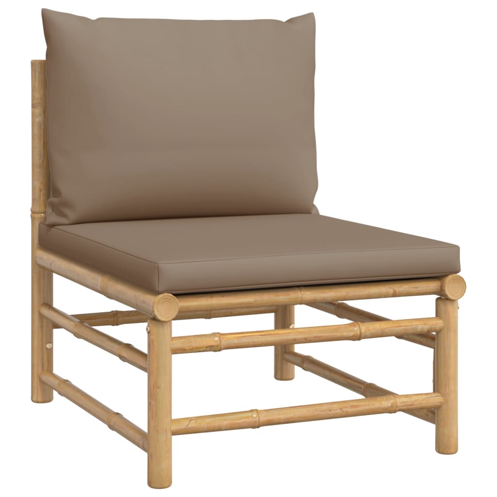 Tuinmiddenbank Met Kussens Bamboe Taupe 1