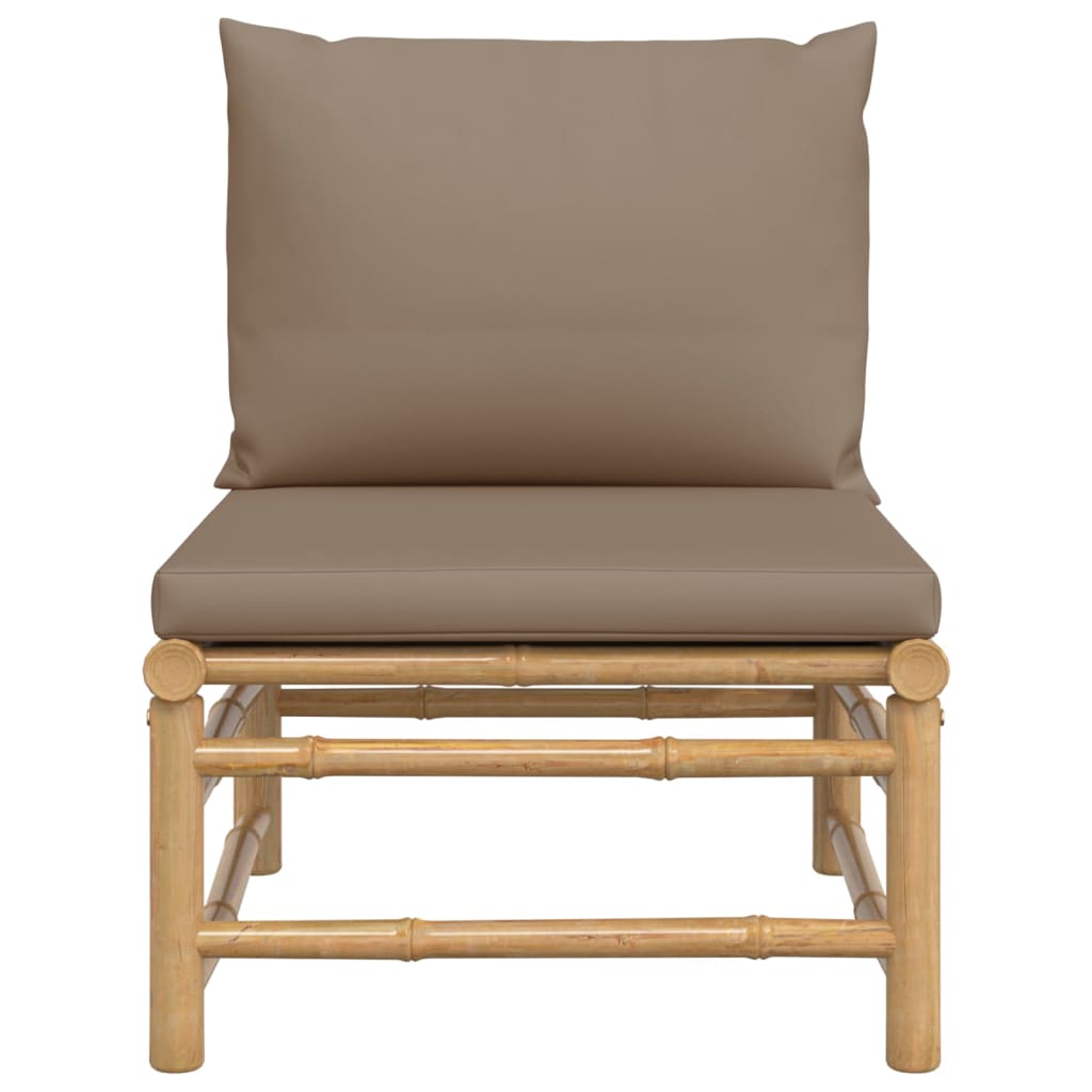 Tuinmiddenbank Met Kussens Bamboe Taupe 1
