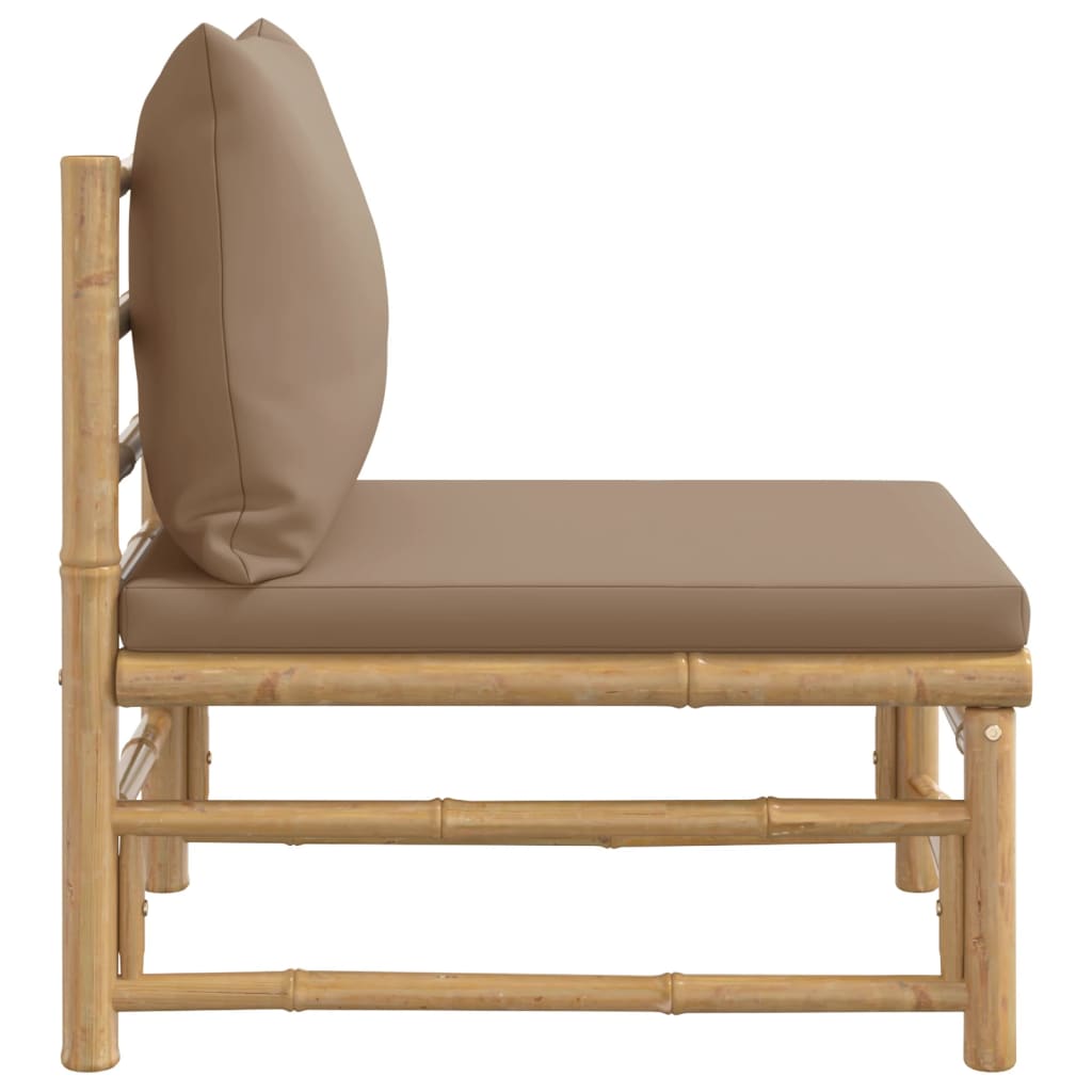 Tuinmiddenbank Met Kussens Bamboe Taupe 1