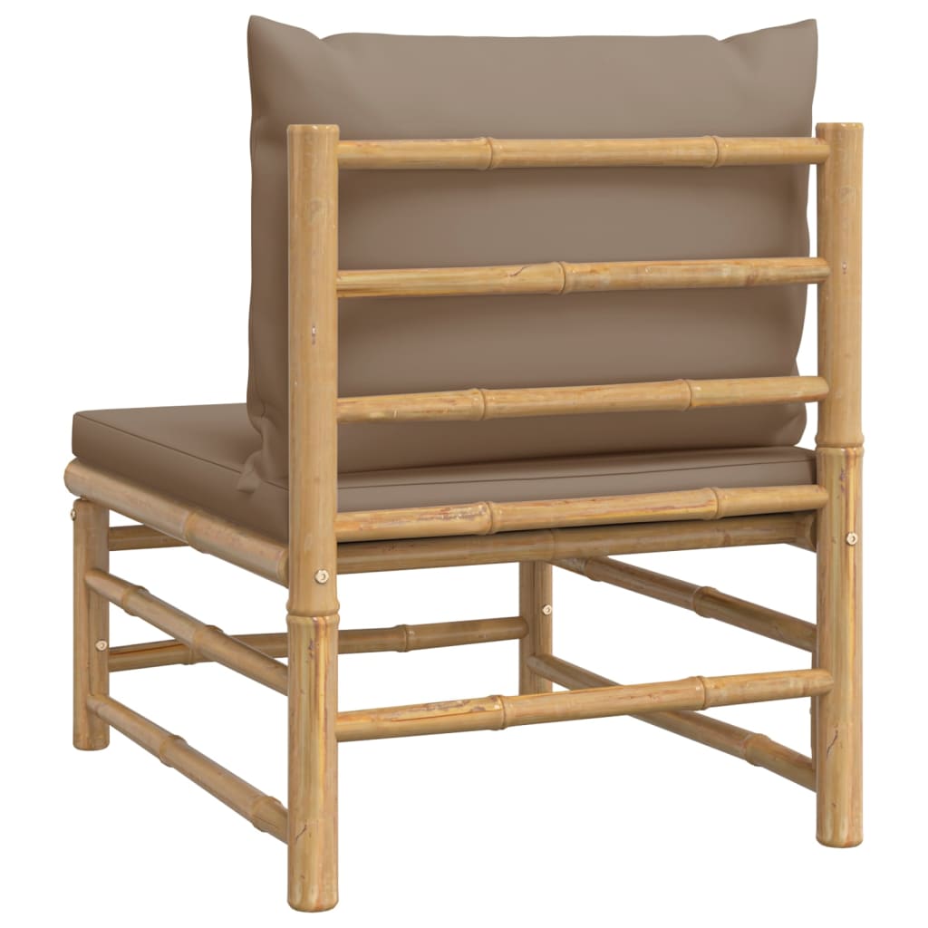 Tuinmiddenbank Met Kussens Bamboe Taupe 1