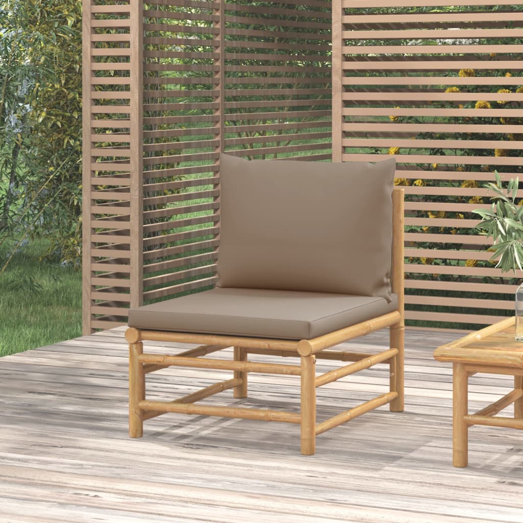 Tuinmiddenbank Met Kussens Bamboe Taupe 1