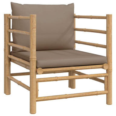Tuinbank Met Kussens Bamboe Taupe 1 Fauteuil