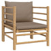 Tuinbank Met Kussens Bamboe Taupe 1 Fauteuil
