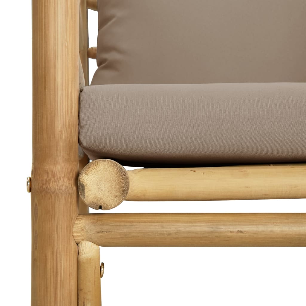 Tuinbank Met Kussens Bamboe Taupe 1 Fauteuil