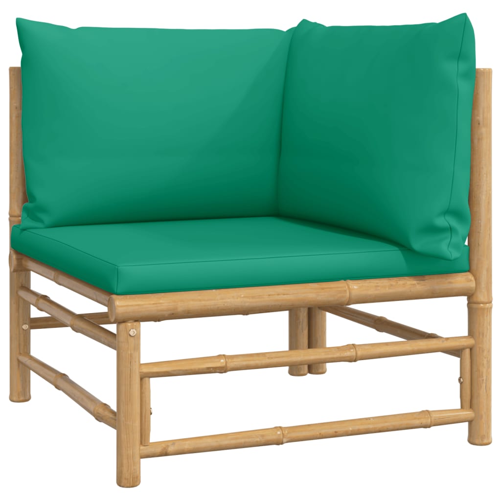 Tuinhoekbank Met Kussens Bamboe Groen 1