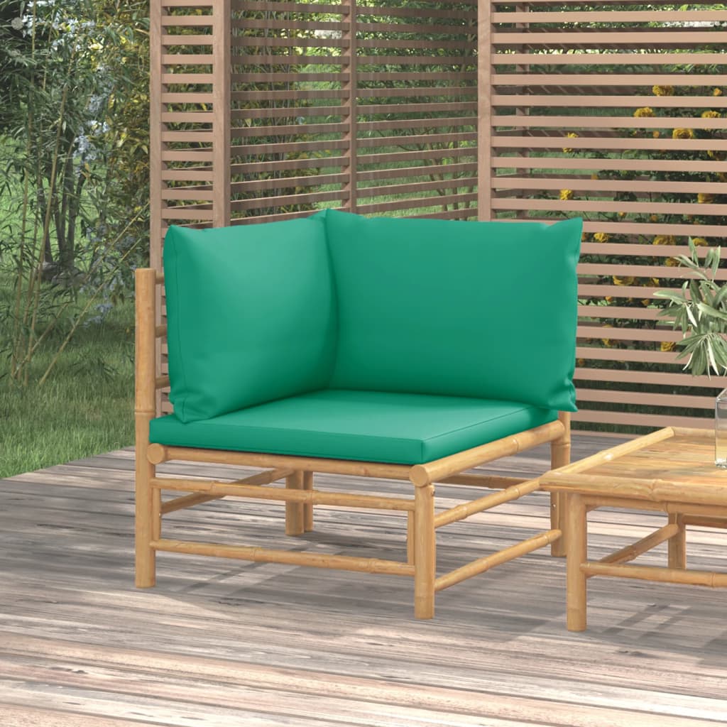 Tuinhoekbank Met Kussens Bamboe Groen 1