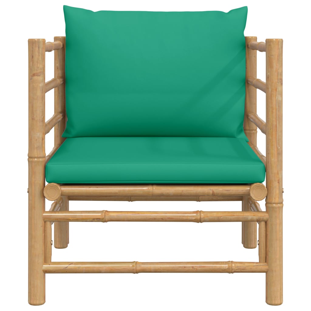 Tuinbank Met Kussens Bamboe Groen 1 Fauteuil